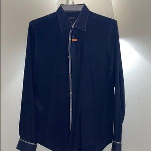 Zara Navy Blue Dress Shirt - Large